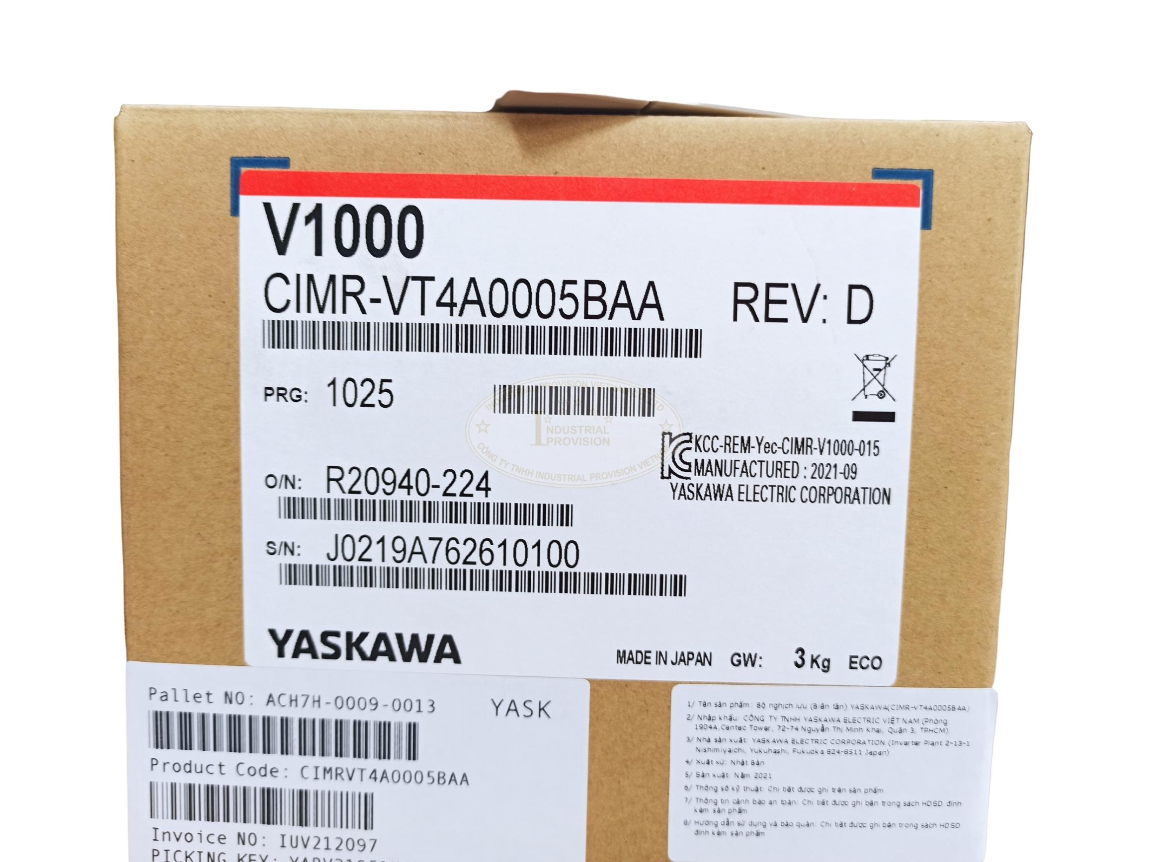 Biến tần Yaskawa V1000 1.5/2.2kW 380V, CIMR-VT4A0005BAA 12 CIMR VT4A0005BAA 10