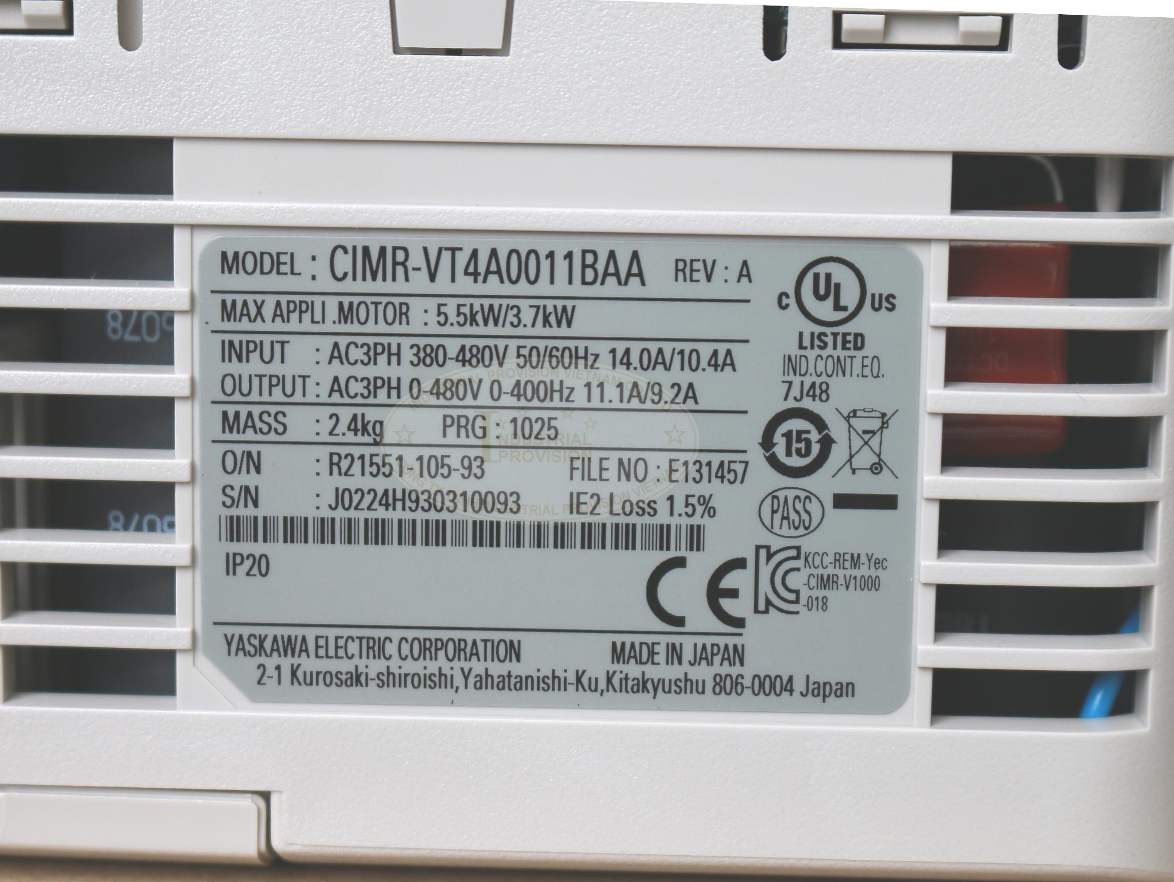 Biến tần Yaskawa V1000 3.7/5.5kW 380V, CIMR-VT4A0011BAA 10 CIMR VT4A0011BAA 8