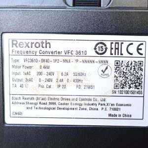 Biến tần Rexroth VFC3610 0.4kW 220V, VFC3610-0K40-1P2 20 VFC3610 0K40 1P2 8