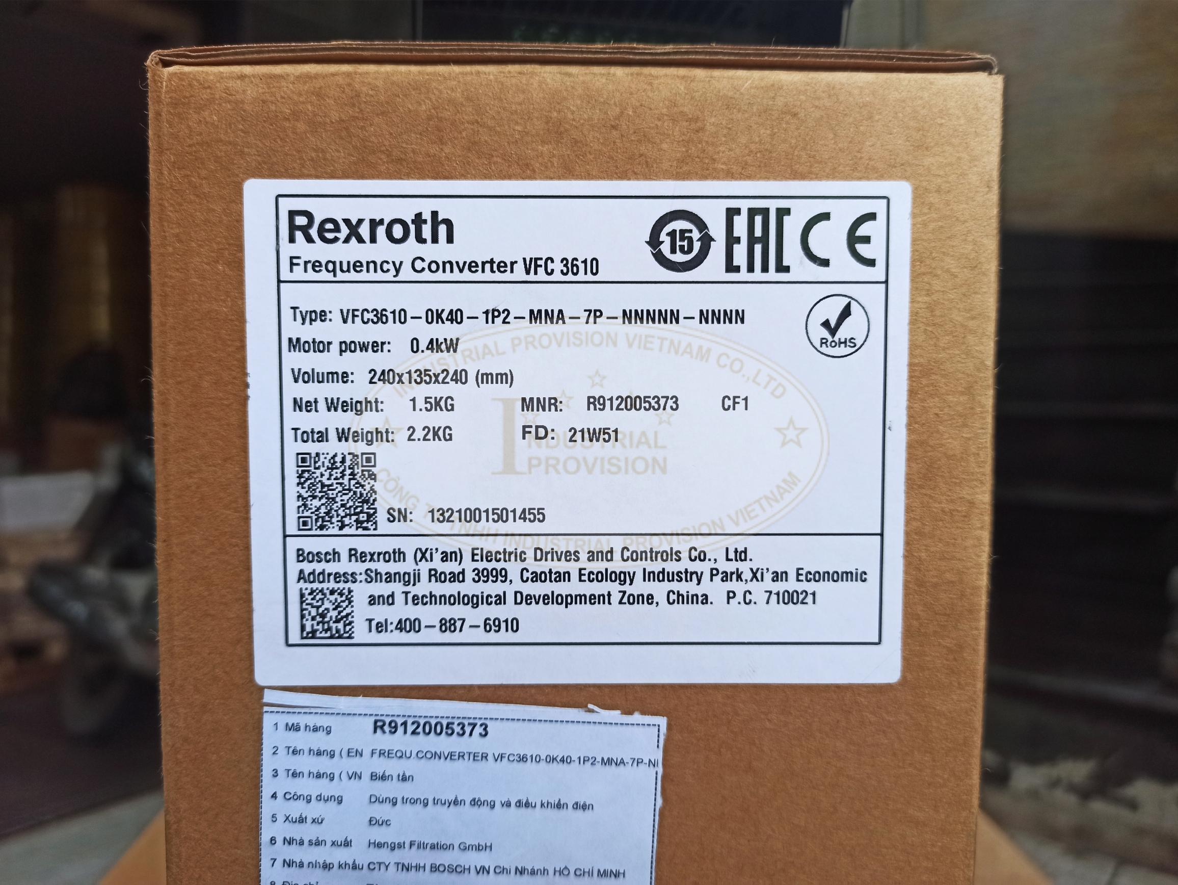 Biến tần Rexroth VFC3610 0.4kW 220V, VFC3610-0K40-1P2 11 VFC3610 0K40 1P2 9