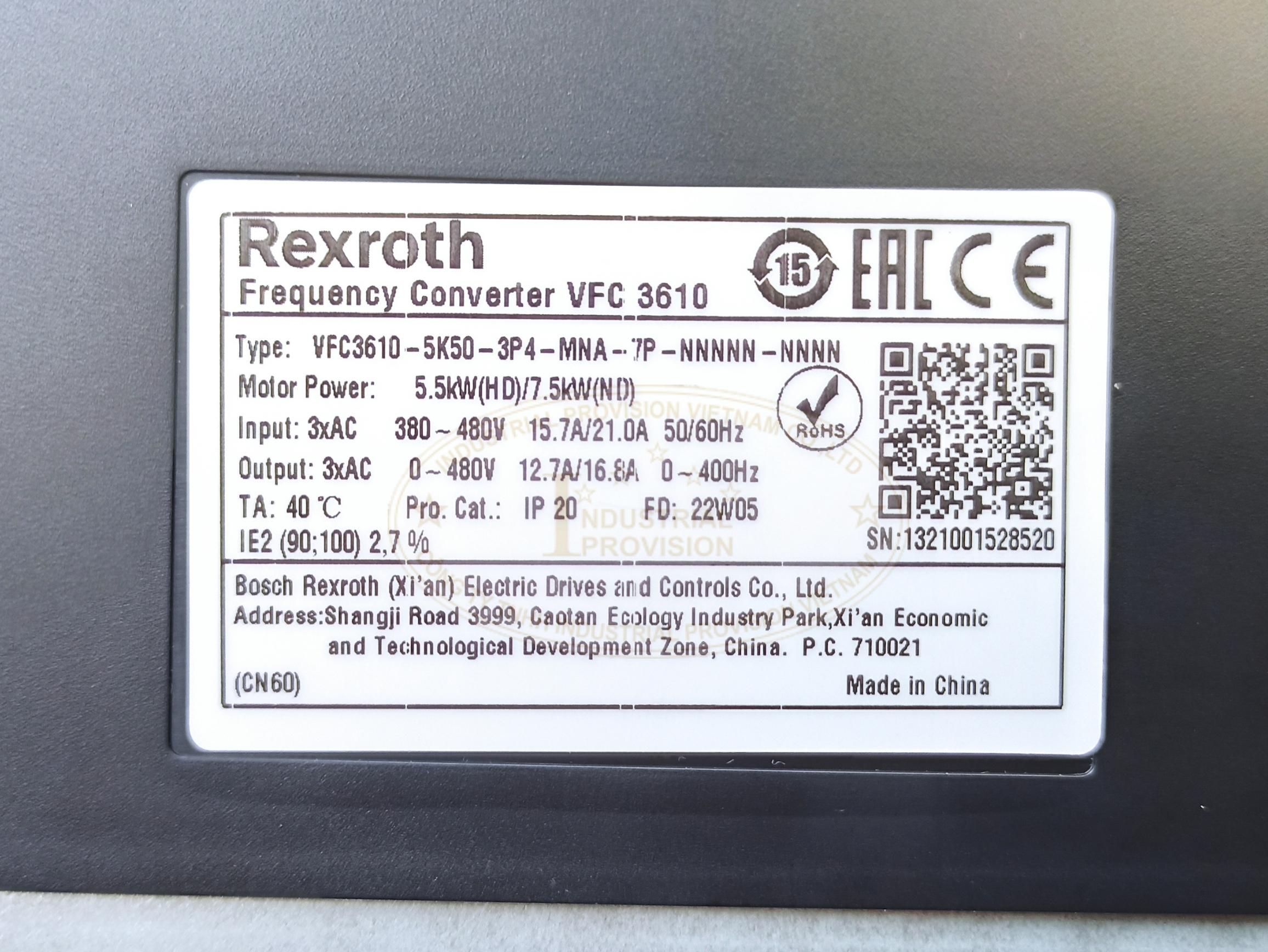 Biến tần Rexroth VFC3610 5.5kW 380V, VFC3610-5K50-3P4 11 VFC3610 5K5 3P4 8