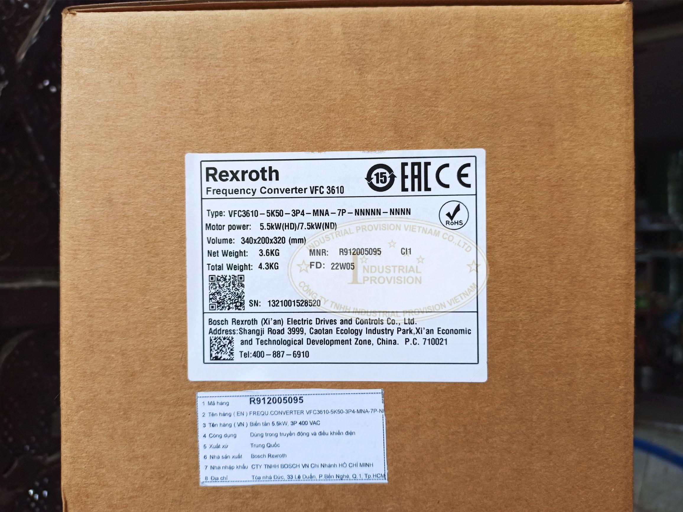 Biến tần Rexroth VFC3610 5.5kW 380V, VFC3610-5K50-3P4 12 VFC3610 5K5 3P4 9