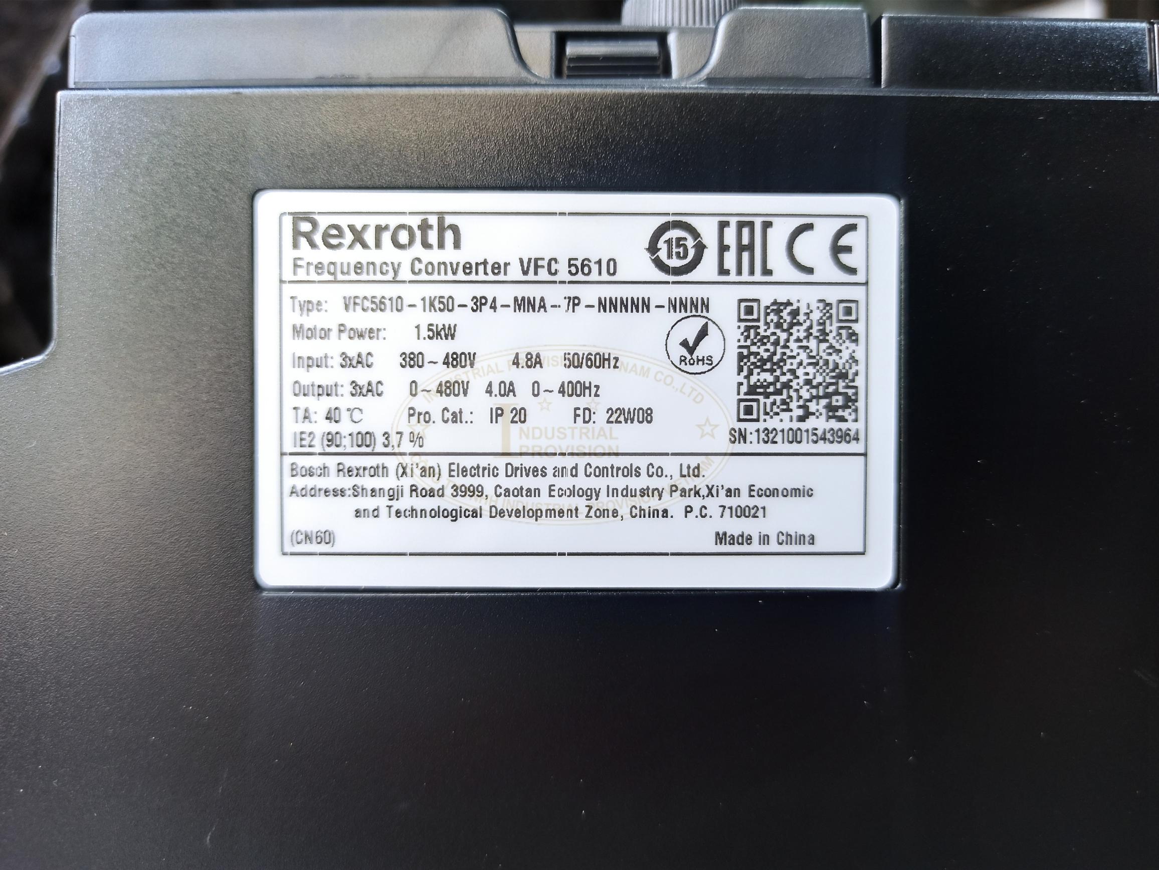 Biến tần Rexroth VFC5610 1.5kW 380V, VFC5610-1K50-3P4 10 VFC5610 1K5 3P4 8