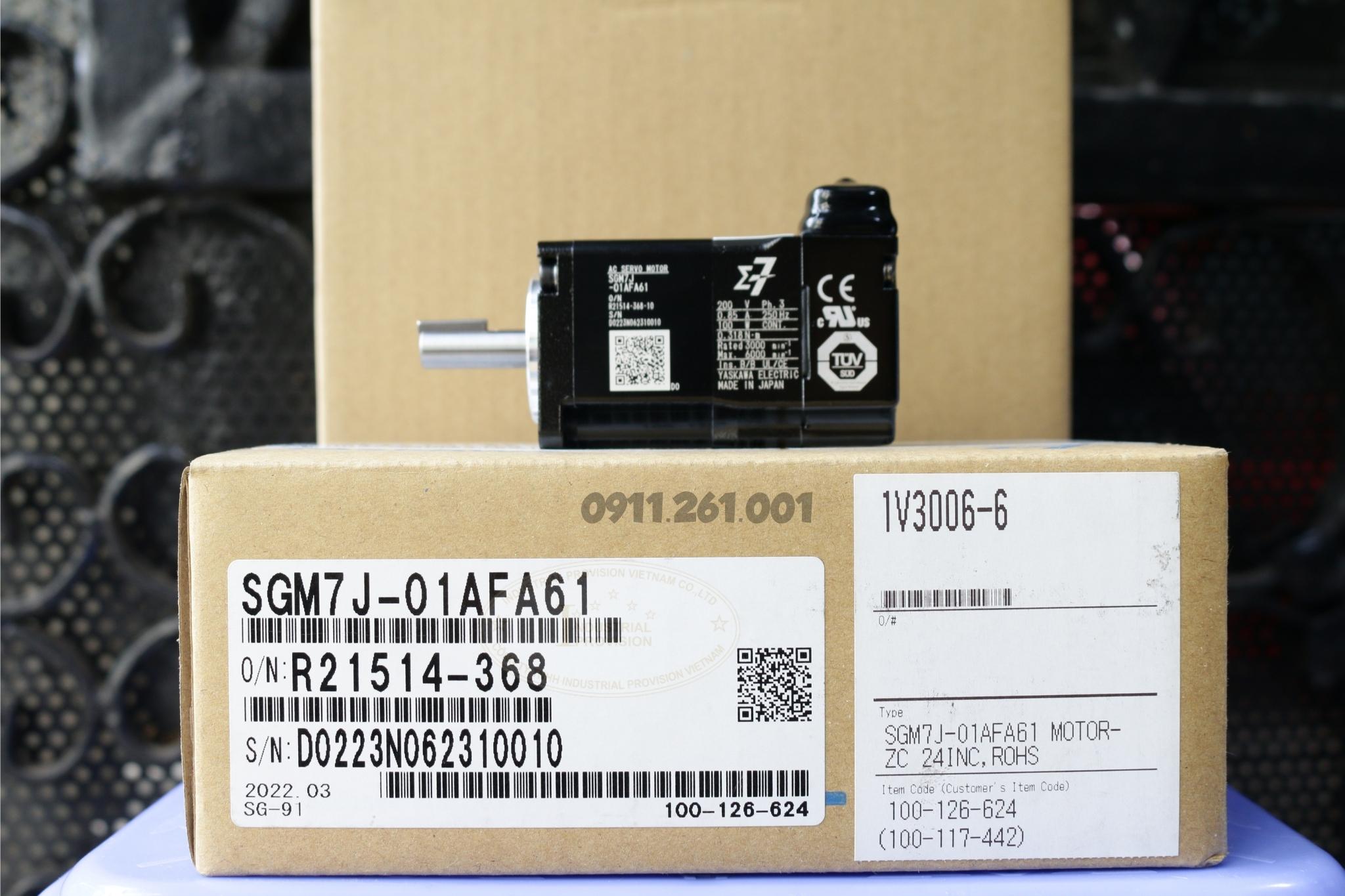 Servo Motor Yaskawa 100W - 200V, SGM7J-01AFA61 4 SGM7J 01AFA61 7