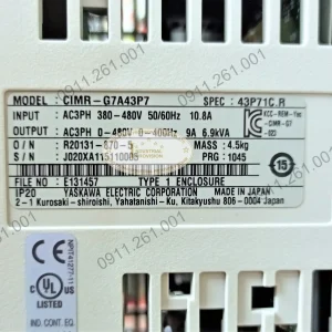 Biến tần Yaskawa G7 3.7kW 380V, CIMR-G7A43P7 16 CIMR-G7A43P7