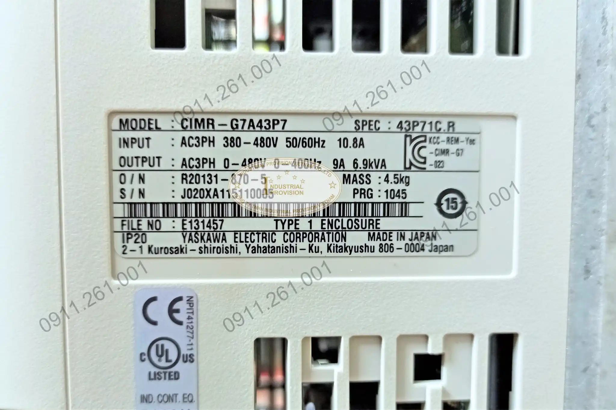 Biến tần Yaskawa G7 3.7kW 380V, CIMR-G7A43P7 9 CIMR-G7A43P7