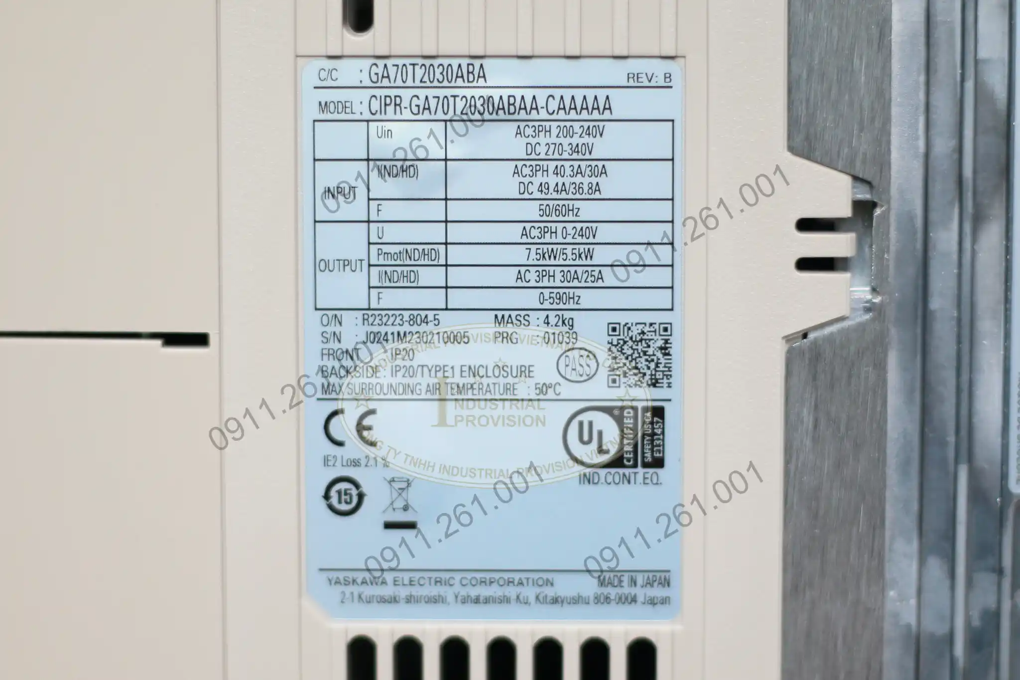 Biến tần Yaskawa GA700 5.5/7.5kW 220V, CIPR-GA70T2030ABAA 7 CIPR-GA70T2030ABAA